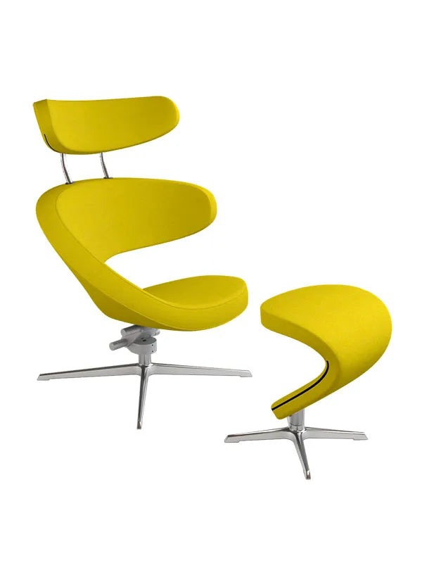 Peel™ Sessel, rechts von Variér - Mustard yellow HAL457 / Inklusive Hocker - Jacobsen Plus
