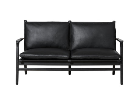 Rén Lounge Sofa, schwarz bemalt Eiche, schwarz Leder von Stellar Works - 2 - Jacobsen Plus