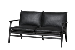 Rén loungesofa, sortmalet eg, sort læder fra Stellar Works