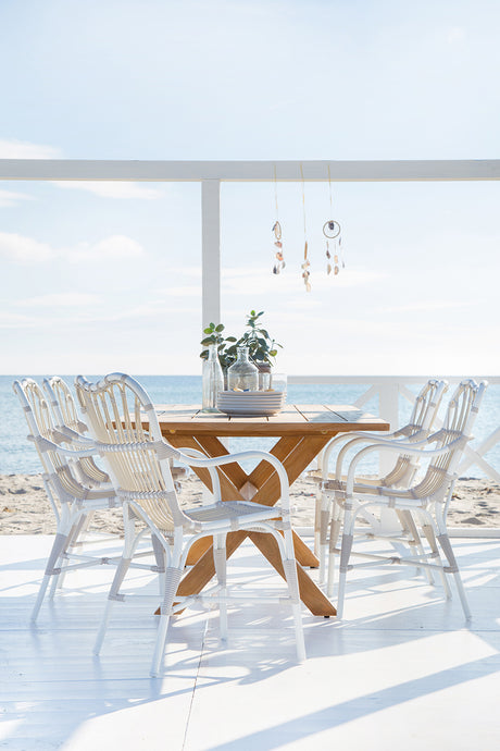 Margret Outdoor Speisestuhl, Dove White von Sika-Design - Kein Kissen - Jacobsen Plus