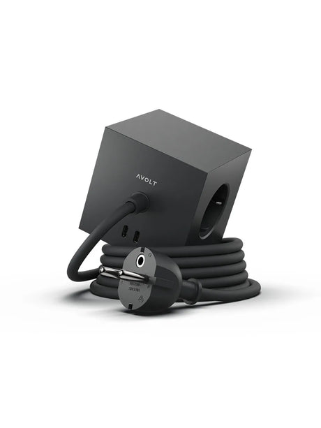 Square 1 Steckdose mit USB-C, Stockholm Black von Avolt - 1 - Jacobsen Plus