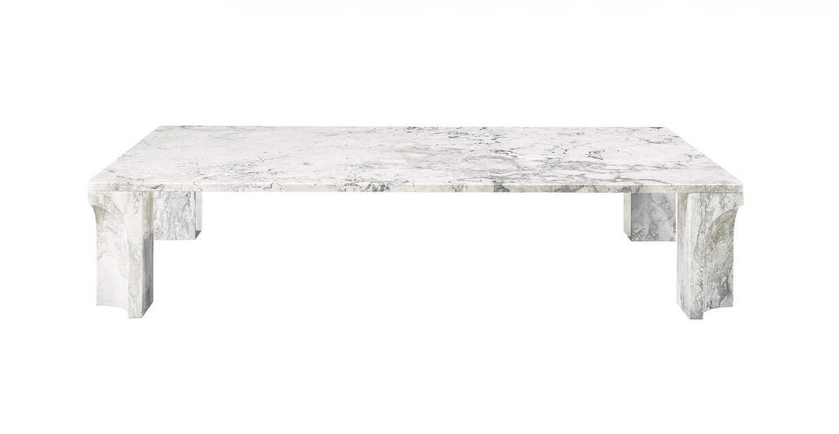 Gubi Doric Sofabord, 140x80 cm - Stormy Gray Marble - Jacobsen Plus
