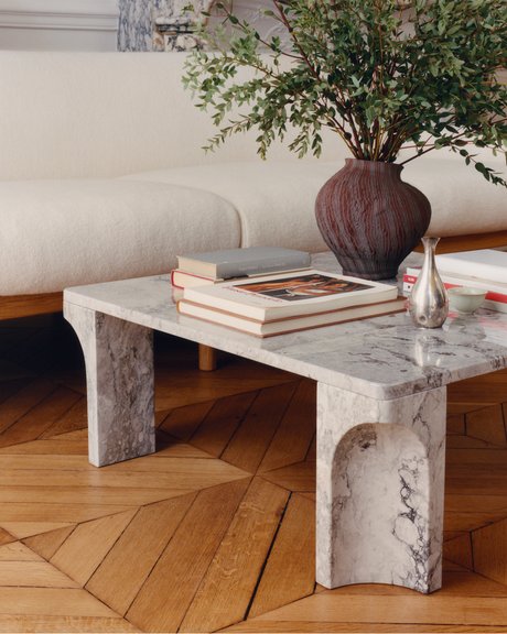 Gubi Doric Sofabord, 140x80 cm - Honey Amber Marble - Jacobsen Plus