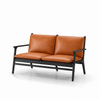 Stellar Works - Rén 2-Sitzer-Sofa, schwarze Eiche, Kissen mit Cognac-Leder