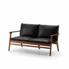 Stellar Works - Rén 2-Sitzer-Sofa, Walnuss, Kissen mit schwarzem Leder