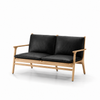 Stellar Works - Rén 2-Sitzer-Sofa, Eiche natur, Kissen mit schwarzem Leder