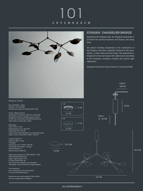 Stingray Chandelier von 101 Copenhagen - Bronze - Jacobsen Plus