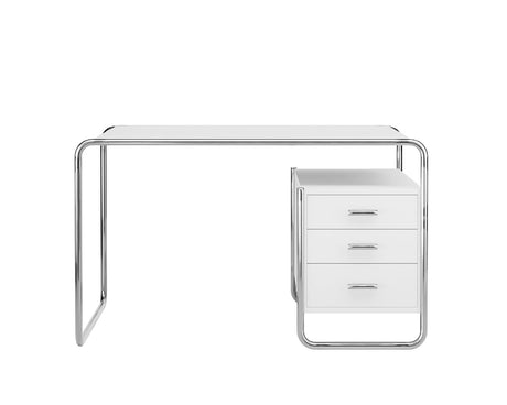 S 285/2 Schreibtisch, Chrom von Thonet - Lacquer pure white RAL 9010 – 1 large Corpus innen rechts - Jacobsen Plus
