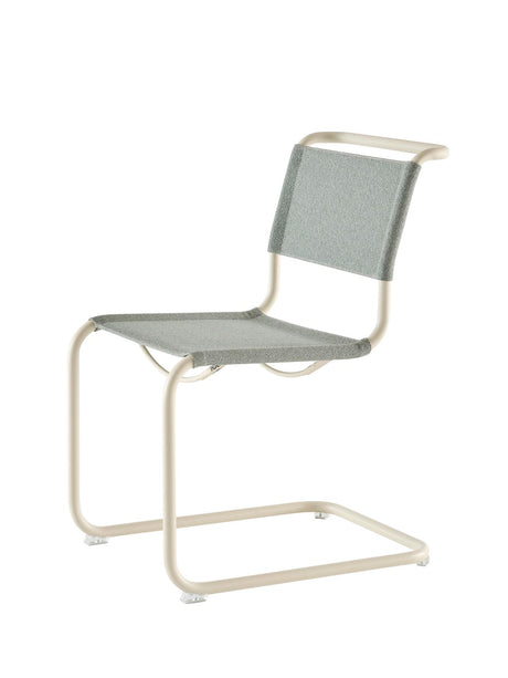 S 33 V Freischwinger-Stuhl von Thonet - Pearl White - Cento Ray - Kunststoffgleiter transparent - Jacobsen Plus