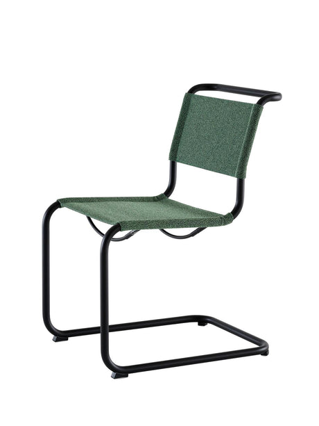 S 33 V Freischwinger-Stuhl von Thonet - Deep Black - Cento Malachit - Kunststoffgleiter schwarz - Jacobsen Plus