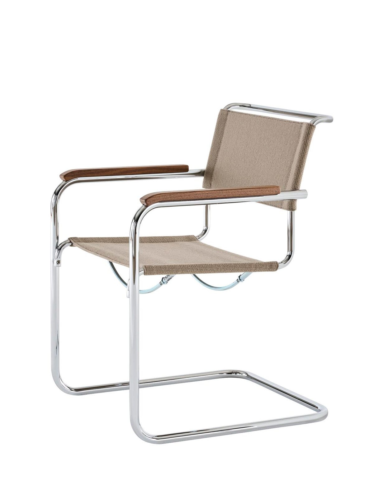 S 34 V Freischwingerstuhl von Thonet - Chrome - Nobel 61297 - Geöltes Walnuss - Ohne Gleiter - Jacobsen Plus