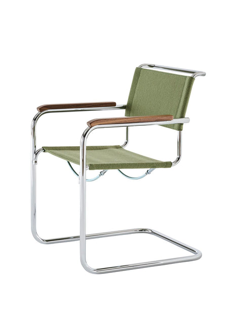 S 34 V Freischwingerstuhl von Thonet - Chrome - Nobel 68303 - Geöltes Walnussholz - Ohne Gleiter - Jacobsen Plus