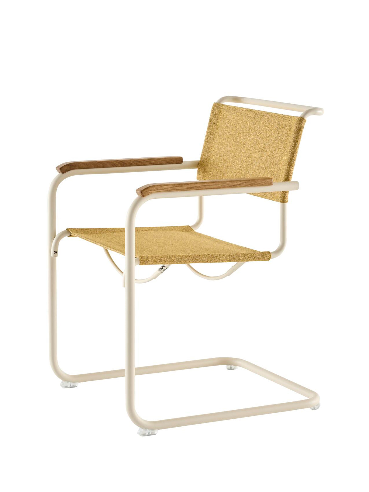S 34 V Freischwingerstuhl von Thonet - Pearl White - Cento Corn - Geölte Eiche - Kunststoffgleiter transparent - Jacobsen Plus