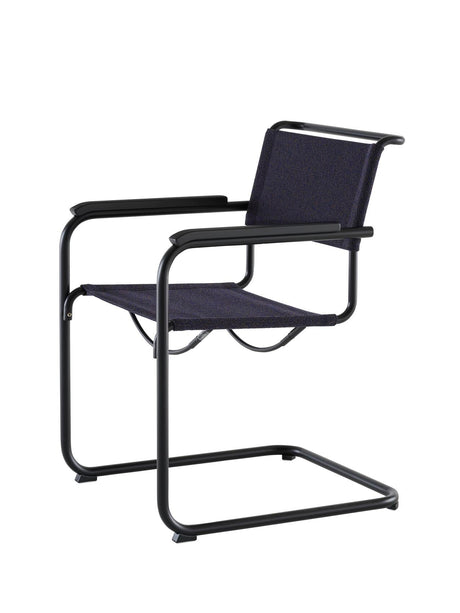 S 34 V Freischwingerstuhl von Thonet - Deep Black - Cento Deep - Schwarz gebeizte Buche I Schwarz TP 29 - Kunststoffgleiter schwarz - Jacobsen Plus