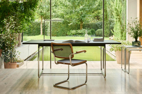 S 64 V Esszimmerstuhl, Drak Melange von Thonet - Chrome – Nussbaum, beschichtet mit Naturlack - Jacobsen Plus