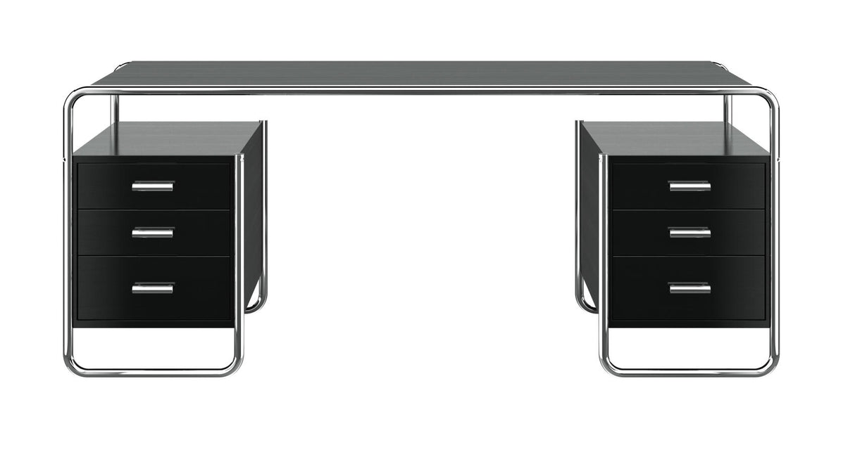 S 285/5 skrivebord, krom fra Thonet - Stained beech I black TP 29 - 2 large corpus - Jacobsen Plus