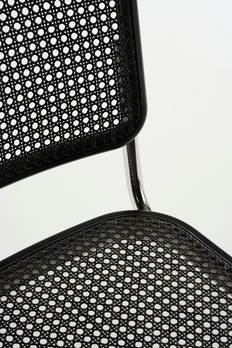 S 64 V Esszimmerstuhl, Drak Melange von Thonet - Chrome - gebeizte Buche schwarz TP 29 - Jacobsen Plus