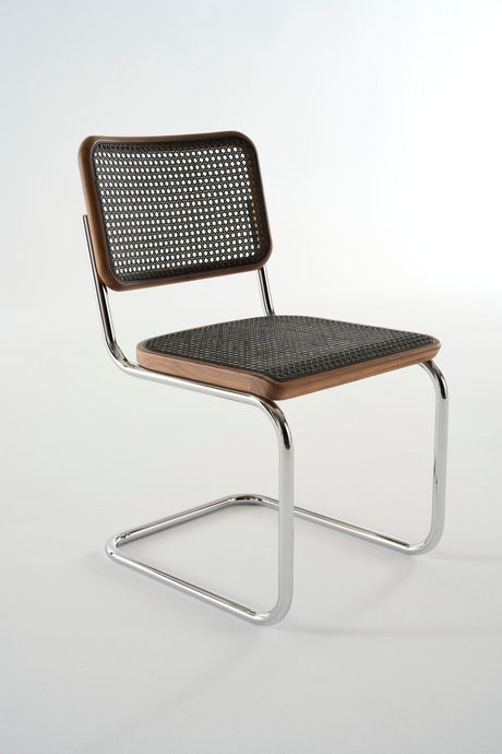 S 32 V Esszimmerstuhl, Drak Melange von Thonet - Chrome - Geölte Walnuss - Jacobsen Plus