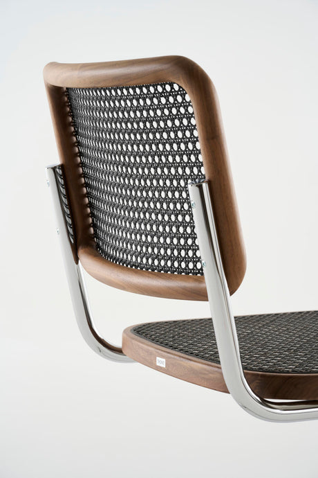 S 32 V Esszimmerstuhl, Drak Melange von Thonet - Chrome - Geölte Walnuss - Jacobsen Plus