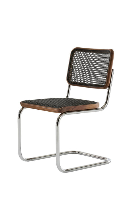 S 32 V Esszimmerstuhl, Drak Melange von Thonet - Chrome - Geölte Walnuss - Jacobsen Plus