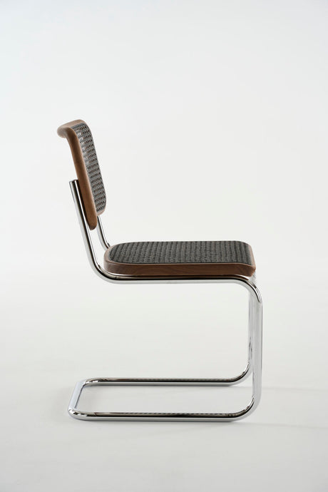 S 32 V Esszimmerstuhl, Drak Melange von Thonet - Chrome - Geölte Walnuss - Jacobsen Plus