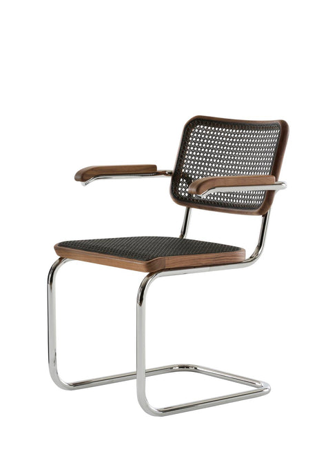S 64 V Esszimmerstuhl, Drak Melange von Thonet - Chrome – Nussbaum, beschichtet mit Naturlack - Jacobsen Plus
