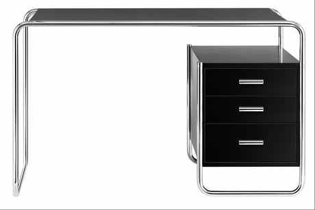 S 285/2 Schreibtisch, Chrom von Thonet - Stained Buche I Schwarz TP 29 - 1 großes Korpus innen rechts - Jacobsen Plus