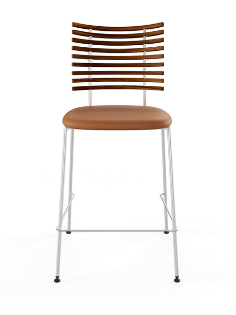 Tiger Barstol, cognac læder fra Naver Collection - Valnød / Rustfrit stål - Jacobsen Plus