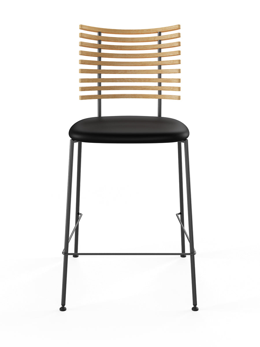 Tiger Barhocker, schwarzes Leder von Naver Collection