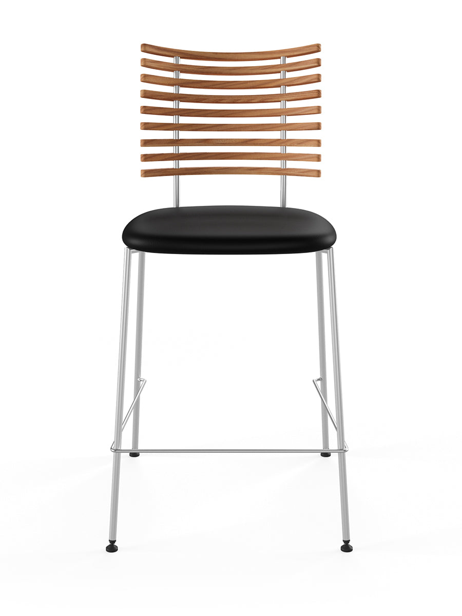 Tiger Barhocker, schwarzes Leder von Naver Collection - Elmöl / Rostfreier Stahl - Jacobsen Plus