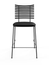 Tiger Barhocker, schwarzes Leder von Naver Collection - Esche schwarz gebeizt / Schwarz pulverbeschichteter Stahl - Jacobsen Plus