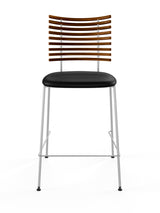 Tiger Barhocker, schwarzes Leder von Naver Collection - Walnuss / Rostfreier Stahl - Jacobsen Plus