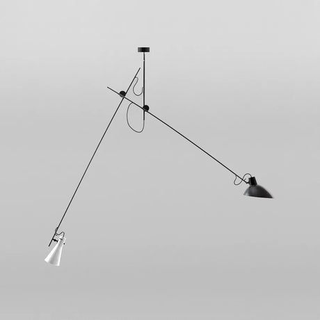 VV Cinquanta Suspension Lampe von Astep - Schwarzes Gestell mit schwarzem und weißem Bildschirm - Jacobsen Plus