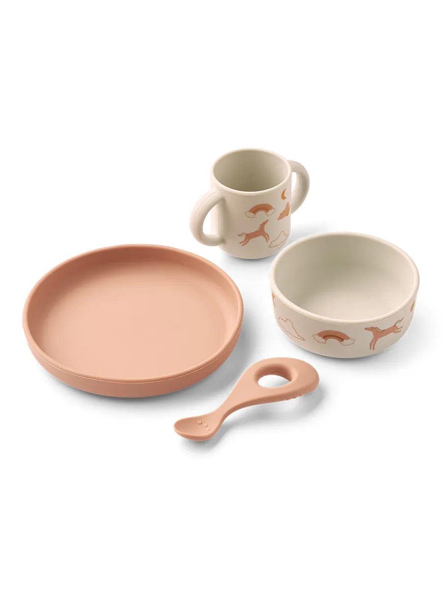 Vivi Printed Tableware Set, dream/ecru fra Liewood - 1 - Jacobsen Plus