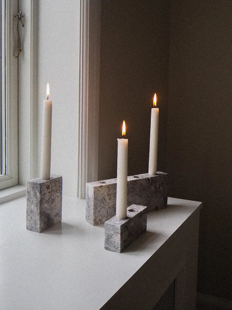 Epode Kerzenständer 14 cm, Travertin silver fra Wabi Sabi Nordic - 5 - Jacobsen Plus