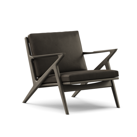 Z Chair, schwarz lackierte Eg von DK3 - Schwarz lackierte Eiche - Schwarzes Pelle Leder - Jacobsen Plus