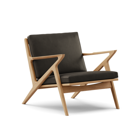 Z Chair, Eg von DK3 - Eg Öl - Schwarz Pelle Leder - Jacobsen Plus