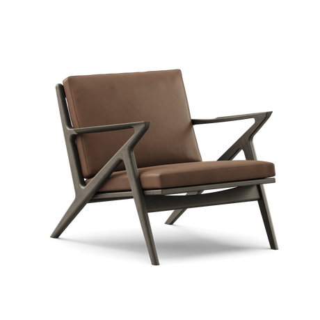 Z Chair, schwarz lackierte Eg von DK3 - Schwarz lackierte Eiche - Braun Pelle Leder - Jacobsen Plus