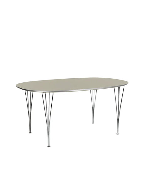 Piet Hein B614 Superellipse Esstisch, 240 x 120 cm von Fritz Hansen - Grauer Efeso mit Aluminiumkante (Sonderfarbe) - Jacobsen Plus
