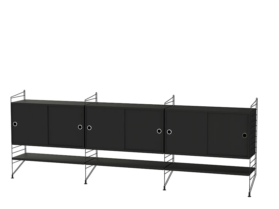 Reol, Living room F fra String - Sort - sort ask - Jacobsen Plus