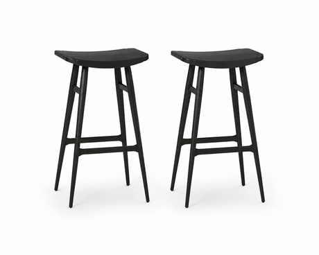 Stellar Works Freja barstole H75 i sort eg med Ultra Black læder - 2 stk. - 1 - Jacobsen Plus