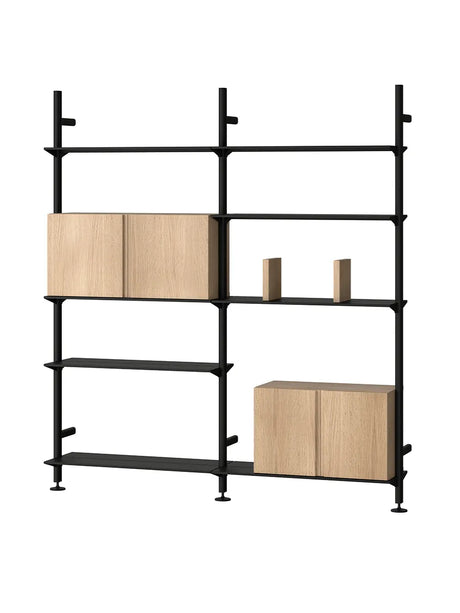 Pira G2 Floor-to-Wall Shelving Bundle D von String - Schwarz - Walnuss - Jacobsen Plus
