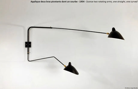 Big Wall Lamp mit 2 drehbaren Armen, 1 gerade, 1 gebogen von Serge Mouille - 3 - Jacobsen Plus