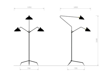 Standing Lamp w/3 Heads/Arms von Serge Mouille - 3 - Jacobsen Plus