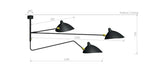 Ceiling Lamp w/2 Fixed Arms & 1 Curved Rotating Arm af Serge Mouille - 2 - Jacobsen Plus