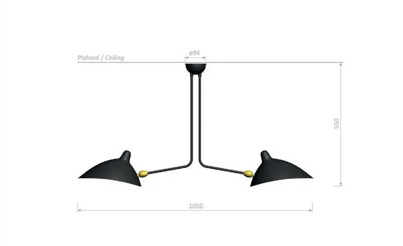 Ceiling Lamp w/2 Fixed Arms von Serge Mouille - 4 - Jacobsen Plus