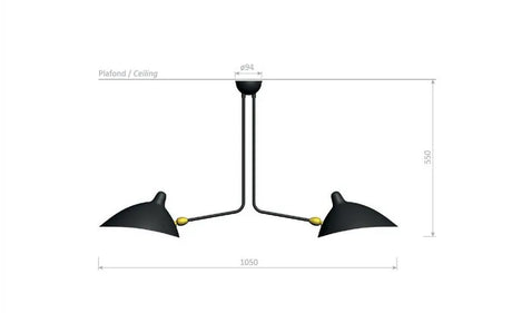 Ceiling Lamp w/2 Fixed Arms von Serge Mouille - 4 - Jacobsen Plus