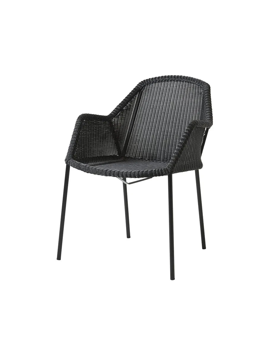 Breeze Havestol m. Armlæn, stabelbar fra Cane-line - Black - Jacobsen Plus