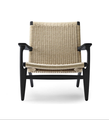 CH25 Lounge-Sessel, Eiche schwarzbemalt mit Naturgeflecht von Hans J. Wegner - 1 - Jacobsen Plus