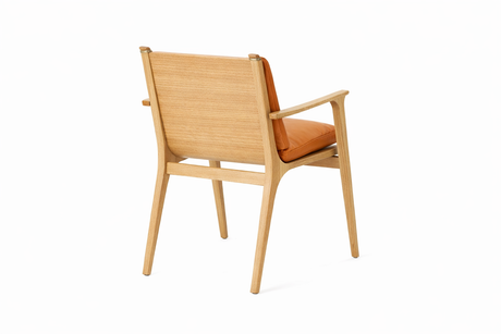 Rén Esszimmerstuhl mit Armlehnen, Eiche, Kissen m. Cognac Leder - 2 - Jacobsen Plus